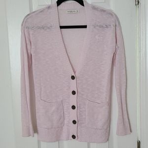 A&F knit pink cardigan sweater